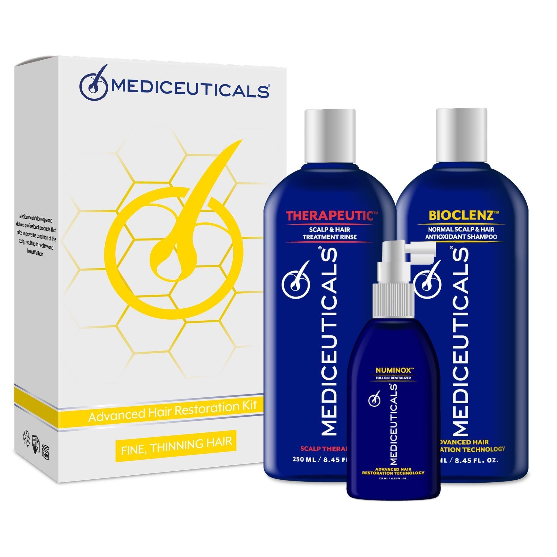 Mediceuticals Hair Growth Stimulating Kit For Normal Scalp (Bioclenz 250ml, Therapeutic 250ml, Numinox 125ml)